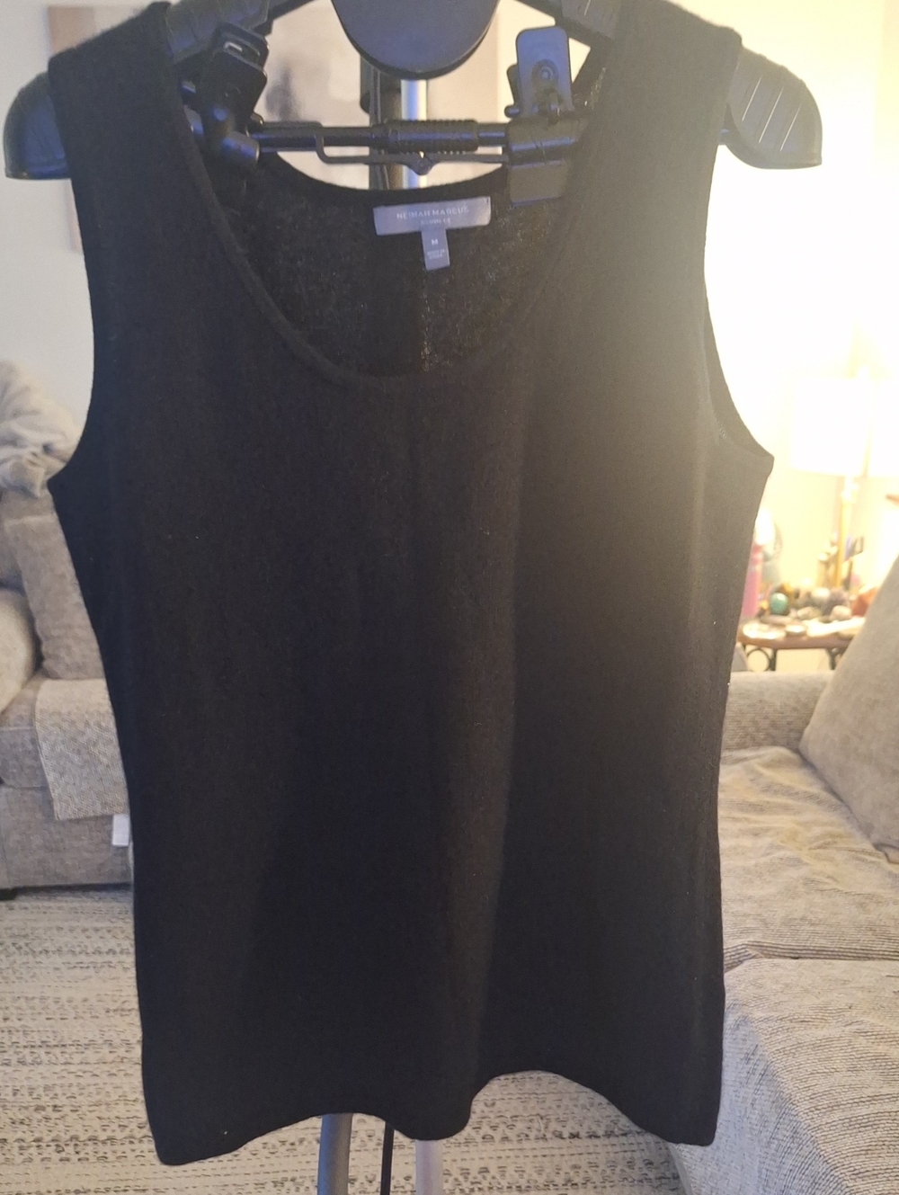 Neiman Marcus Black Sleeveless Knit Tank